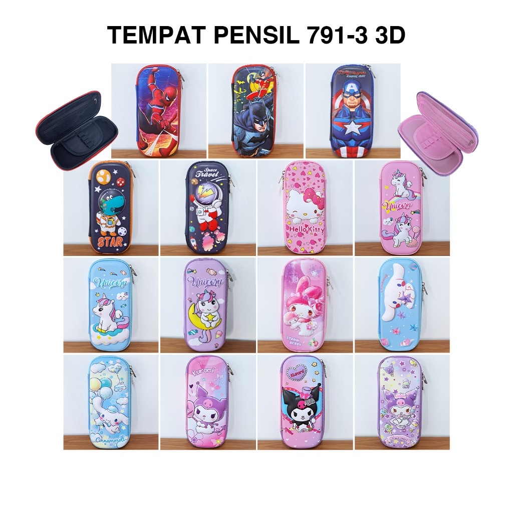 

Tempat Pensil Anak Aneka Motif 719-3 Hardcase Pencil Case Smiggle Kecil