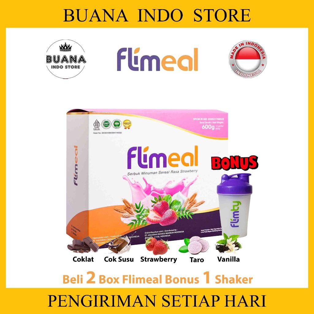 

Flimeal 1 Box @12 Sachet Meal Replacement | Minuman Sereal Pengganti Makan Diet by Flimty