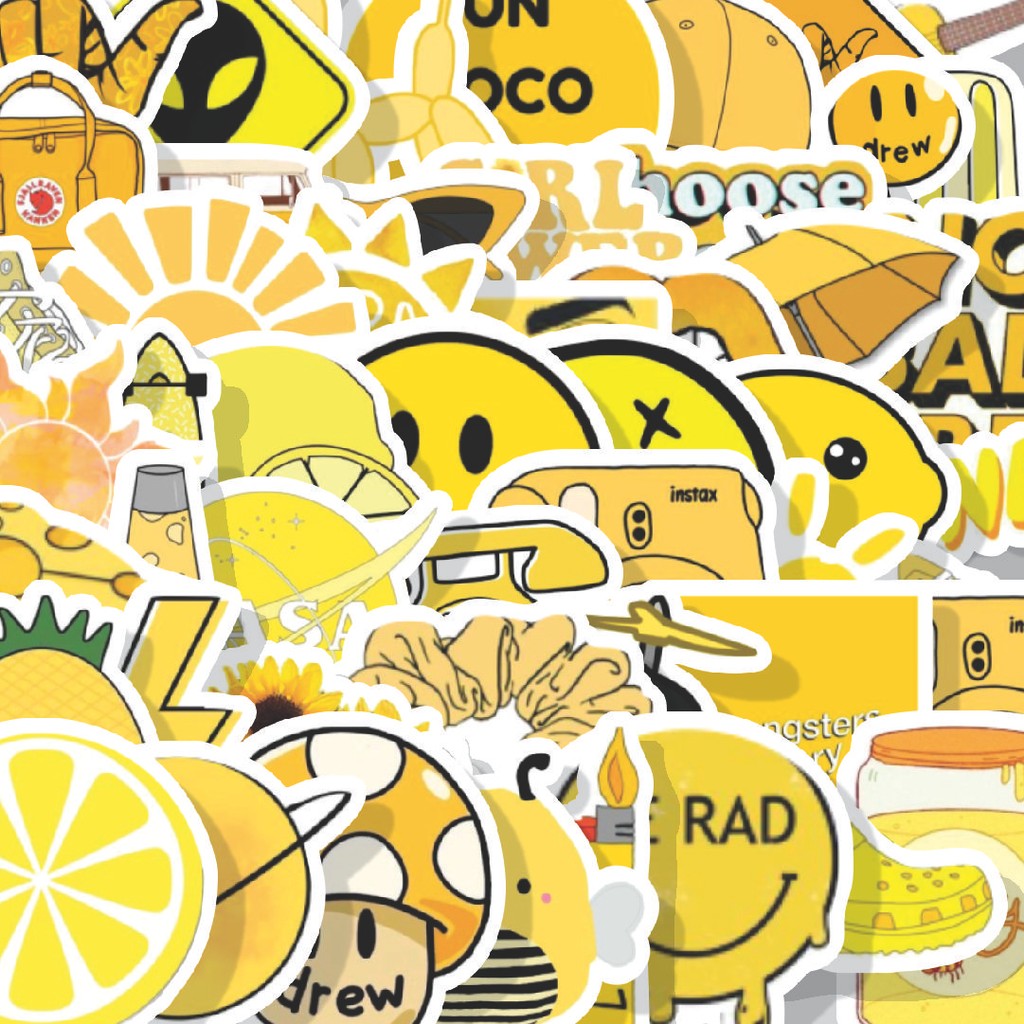 

Stiker Cutting Pack Stiker VSCO Yellow Aesthetic [VSCO Kuning Aesthetic] Isi 100Pcs Series Aesthetic Lucu Keren Untuk Koper Bahan Vynil