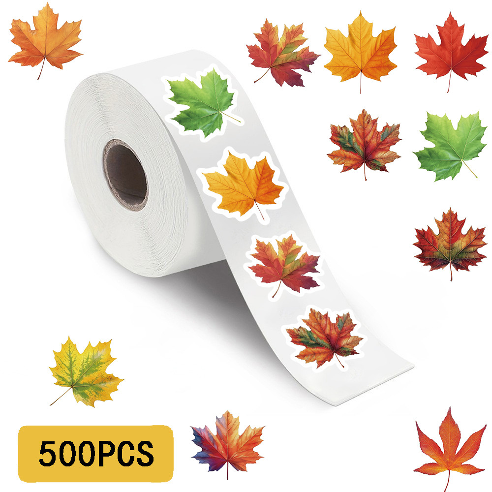 

500PCS Maple Leaves Roll Stickers Gift Decorative DIY Phone Scrapbooking Bottles Waterproof Room Modern Home Sealing Stickers