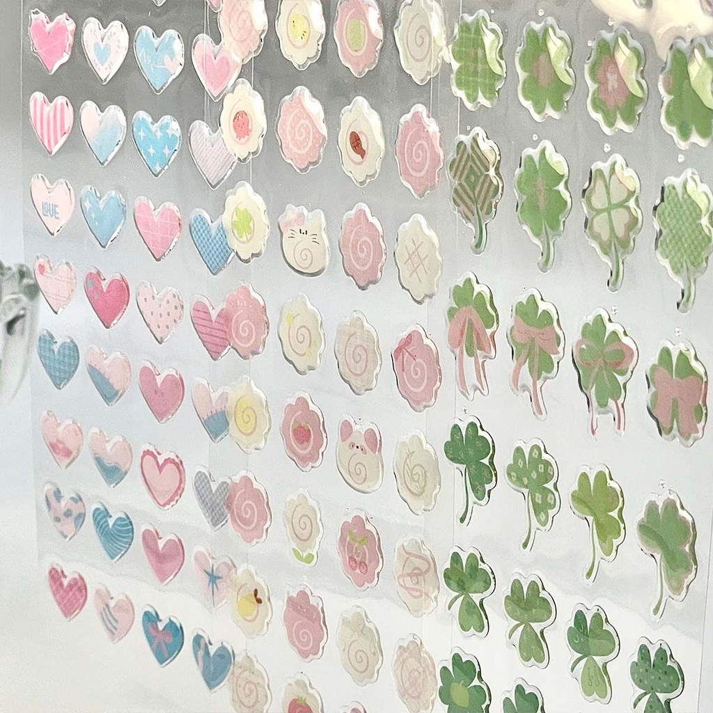 

Raindrop Heart 3D Stickers Clover Star Cute Stickers Tomato Scrapbooking Supplies for DIY Scrapbook Journal Phone Deco