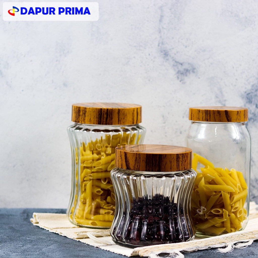 TOPLES KACA STRIPES TUTUP MOTIF KAYU
