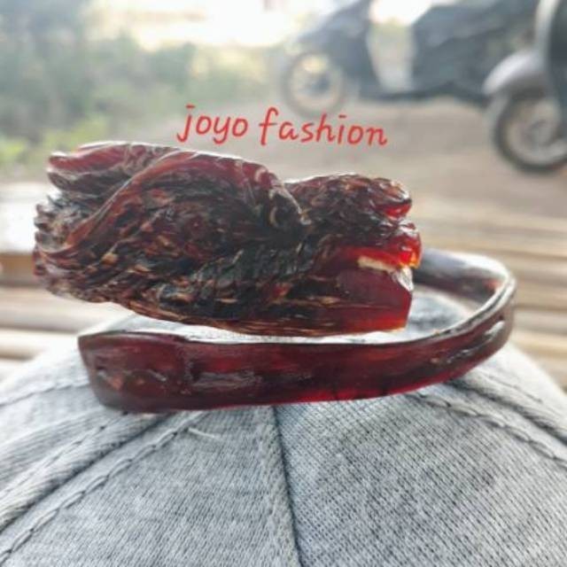 GELANG AKAR BAHAR MERAH UKIR BURUNG ELANG