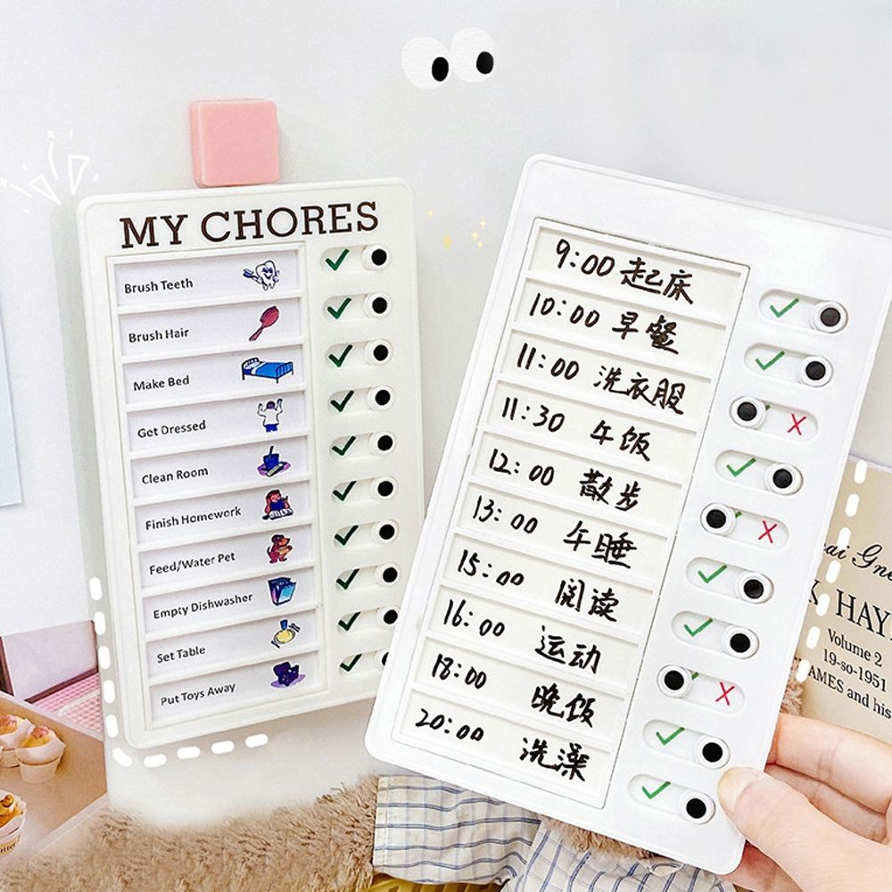 

Board Reusable Kids DIY Chore Chart Memo Plastic Board Student Message Checklist Children's Self-discipline Punch Card