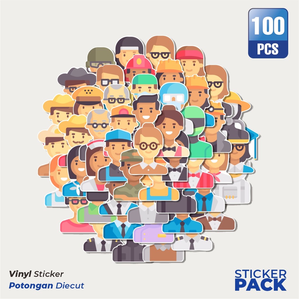 

Super Hemat! 100 PCS Stiker Job and Professions Avatar Waterproof Aesthetic- Untuk Laptop, Motor, dan Helm - Paper Stationery Pack