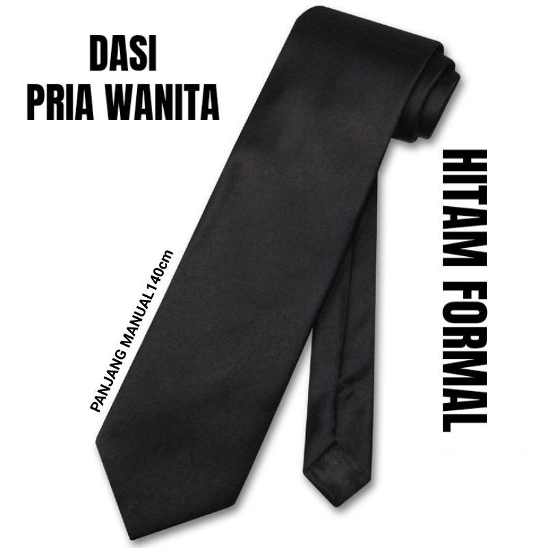 Dasi Formal Pria Dan Wanita Hitam Polos Panjang 140cm Dasi Sekolah Dasi Kerja Dasi Kantor