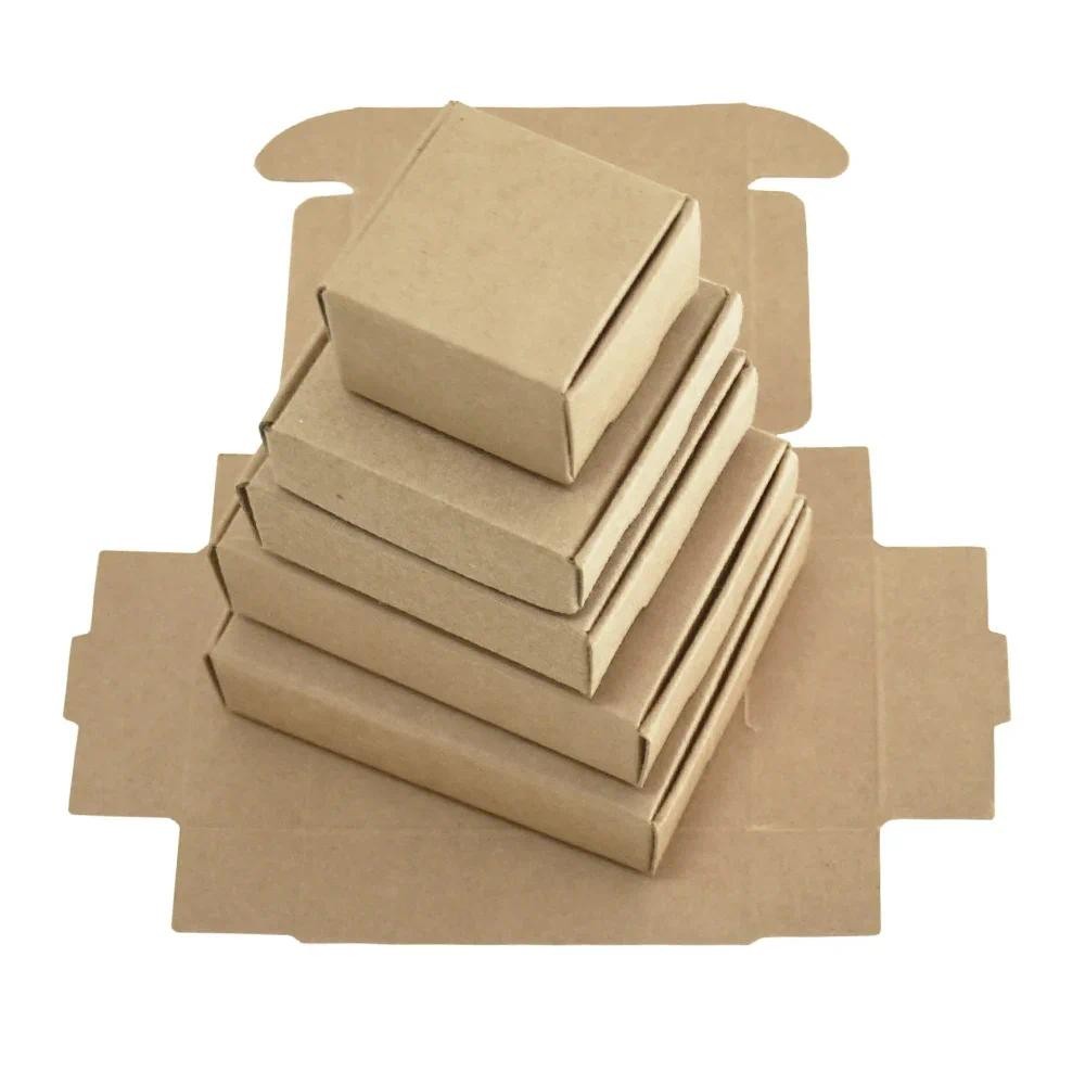 

50Pcs/lot Brown Kraft Paper Boxes DIY Gift Packaging Box Foldable Papercard Boxes for Wedding Engagement Birthday Party