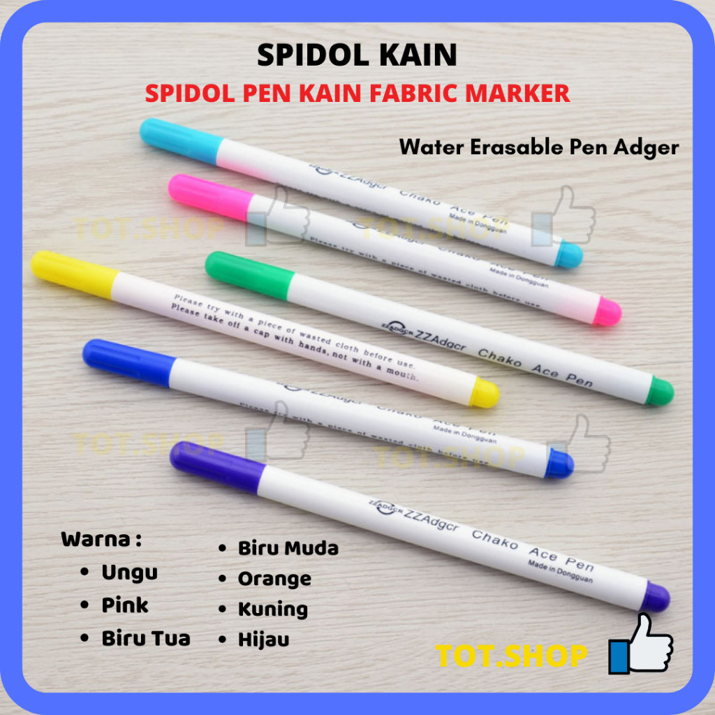 

[Min 5] [ECER] Spidol Kain Pena Penanda Bahan Kain / Water Erasable Pen / Fabric Marker Water Erasable Fabric Pen jahit Bisa Hilang Terkena Air Pen Marker Bahan - Spidol Bahan - Pena Tailor - Quilting Pen - Water Soluble Quilting Pen