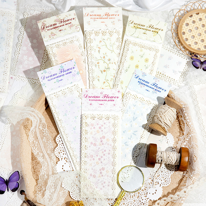 

10Pcs Lace Material Paper Dream Flower Workshop Rose Creative Foundation Memo Message Supplies Notebooks Writing