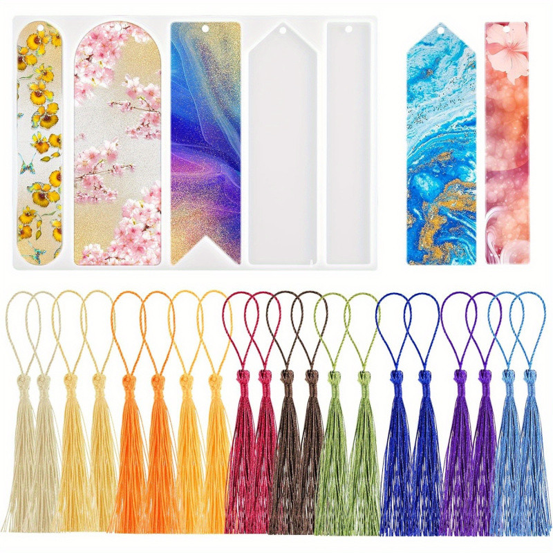 

5Silicone Bookmark Molds in Various Shapes，One Set20Reusable Resin Bookmark Mold with Tassel，Epoxy Resin Bookmark Mold，DlYBookma