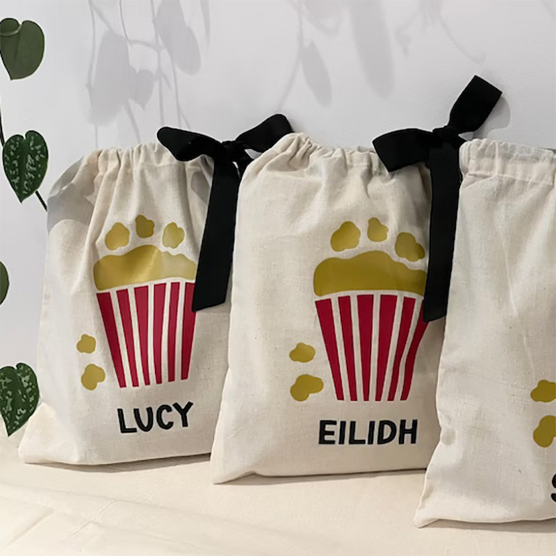 

personalised popcorn bag Cinema Movie Night sleepover themed kid birthday Party Dessert table decoration welcome thank you gift