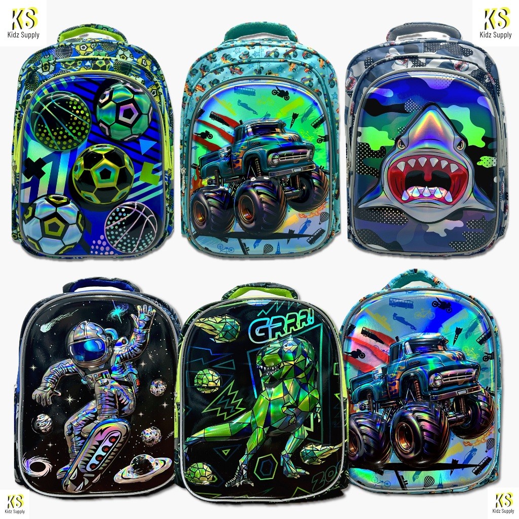 TERNASTORE Tas Ransel Anak Laki Laki TK SD Dino Ransel Sekolah Dinosaurus Astronot Mobil Timbul Anti