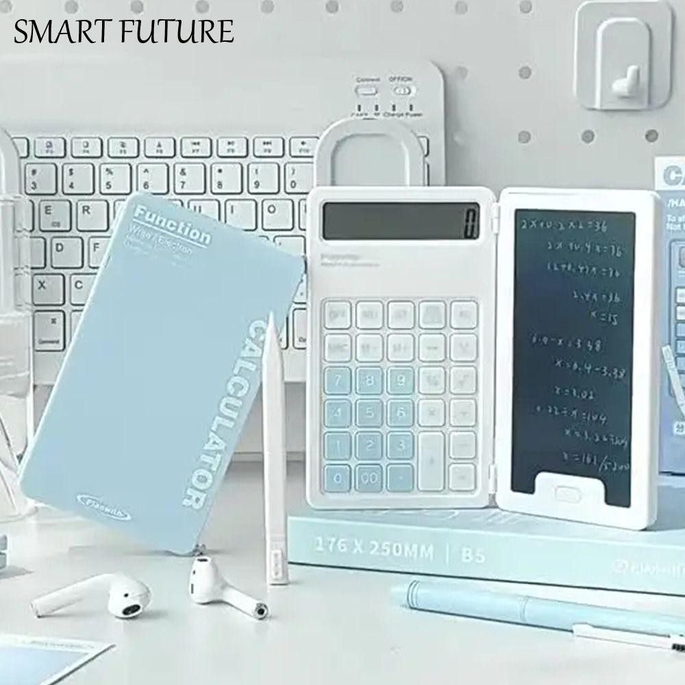 

Cute Foldable Calculator LCD Display Practical Mini Finance Calculator Battery Operated with Writing Board Student Calculator