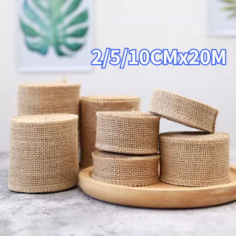 

10m/Roll Kain Tali Pita Rustic Pita Kerajinan Tangan Pita Souvenir Pita Dekorasi 2.5cm 5cm 10cm