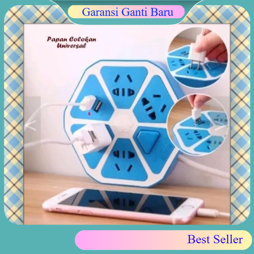 Stop Kontak Usb Dinding Kabel Roll Kecil Usb Hexagon Socket +2usb +4 Colokan