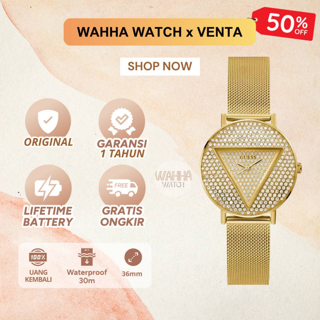 Jam Tangan Analog Guess Wanita Guess GW0477L2 - Ladies Watch ICONIC Gold [BERGARANSI]