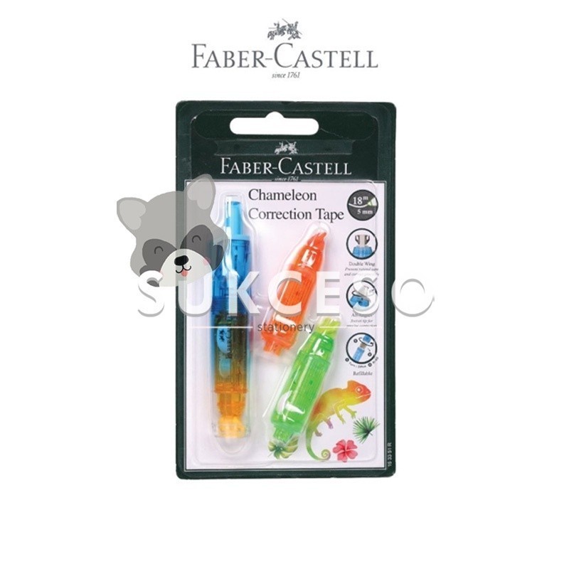 

Faber Castell Chameleon Correction Tape + 2 Refill Bar BLUE / Tip Ex Pita Kertas