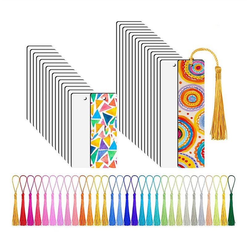 

【Clearance Sale】70 Pieces Sublimation Blank Bookmark, Heat Transfer Sublimation Bookmarks With Hole And 70 Pcs Colorful Tassels