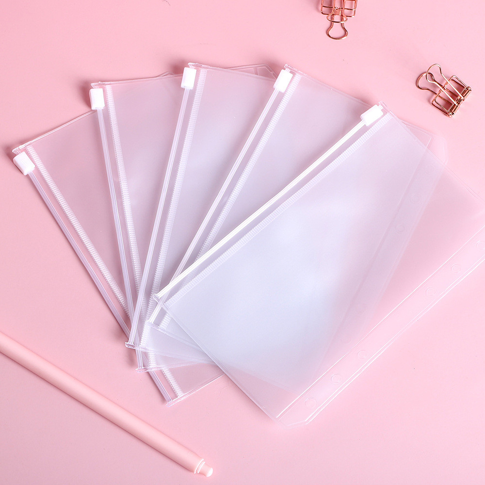 

A5 A6 A7 Loose-leaf Index Notebook Inner Page Bag With Binder Rings Holes File Holder Transparent Loose Leaf Pouch Organizer