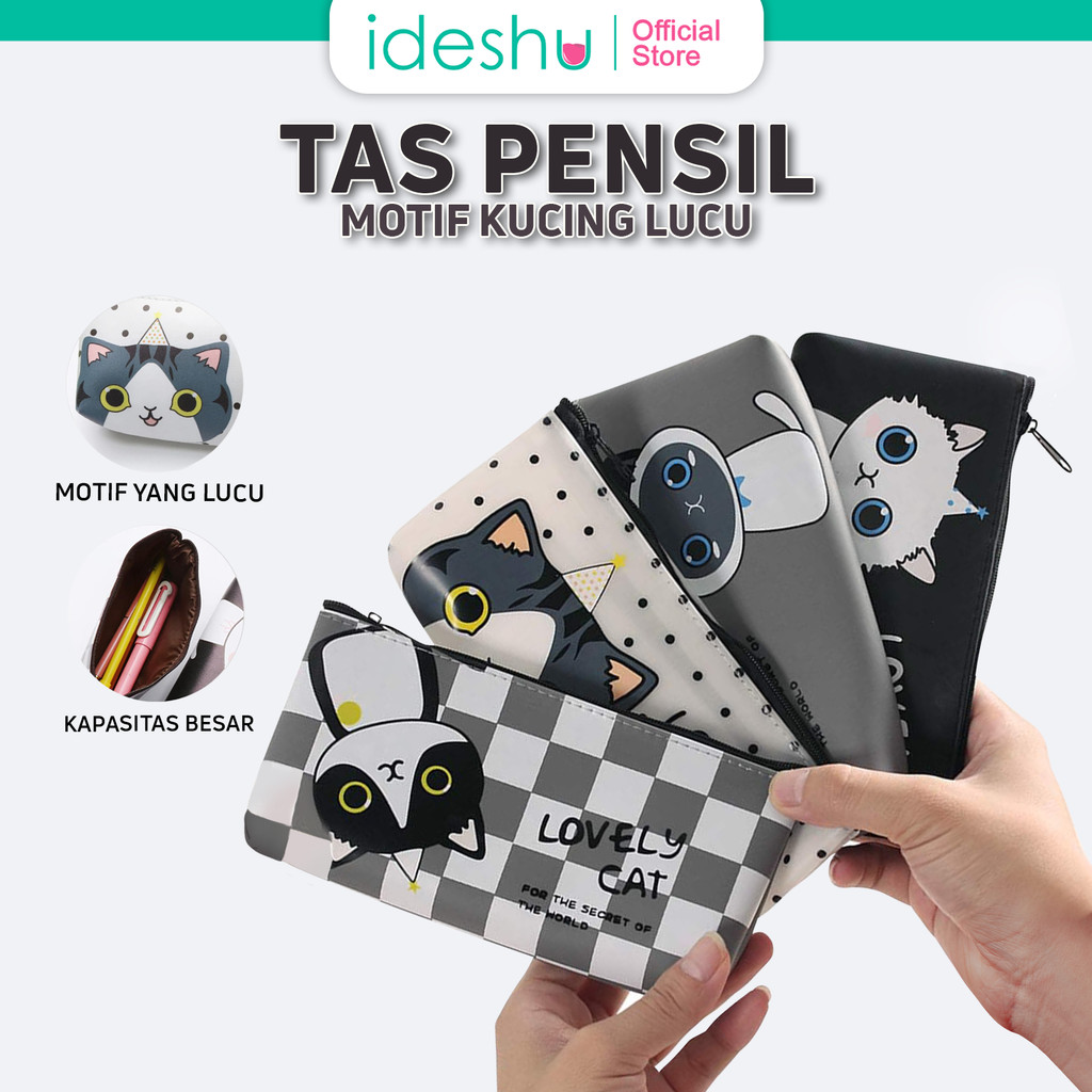 

Tas Pensil Tempat Alat Tulis Tempat Kosmetik Organizer Bag Lovely Cat Bahan Canvas 020