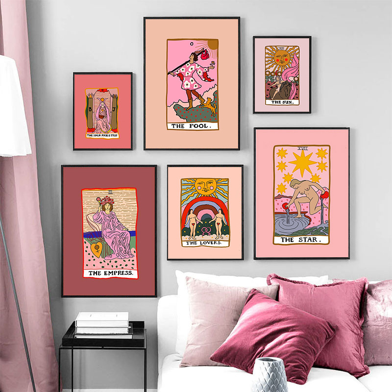 

The Star Tarot Abstract Canvas Painting Empress Lovers Priestess Posters and Print Wall Art Picture for Living Room Home Decor