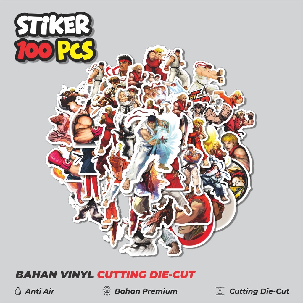 

Terbaru! 50 pcs Stiker Game Series Streetfighter Character Ryu And KenDekorasi Lucu Kreatif untuk Notebook, Skateboard, HP