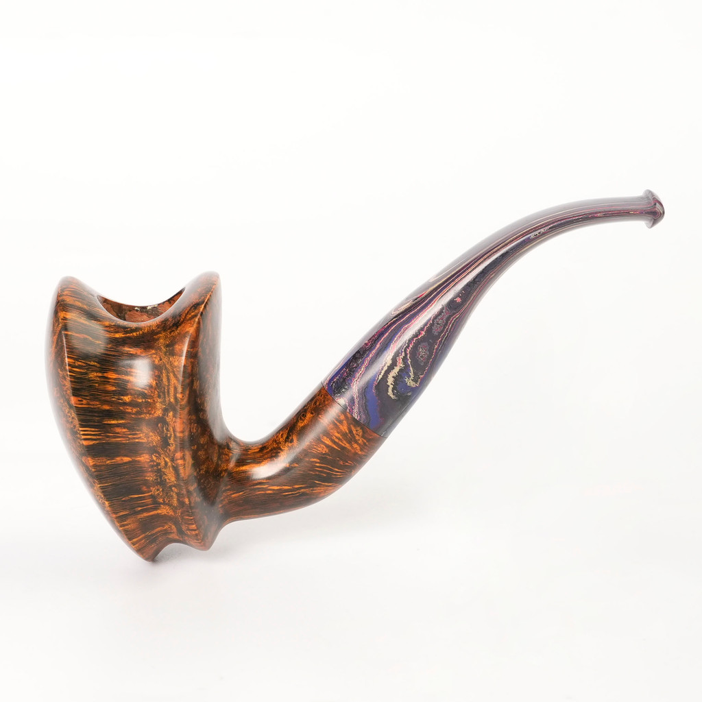 JIBILL Handmade briar tobacco pipe Freestyle curved handle pipe Colored vulcanized rubber pipe mouth