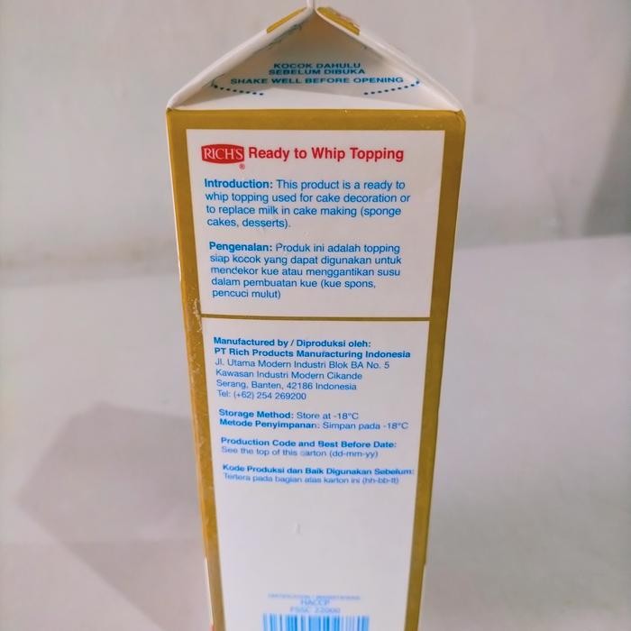 

whip cream rich gold label 907g khusus ojek online