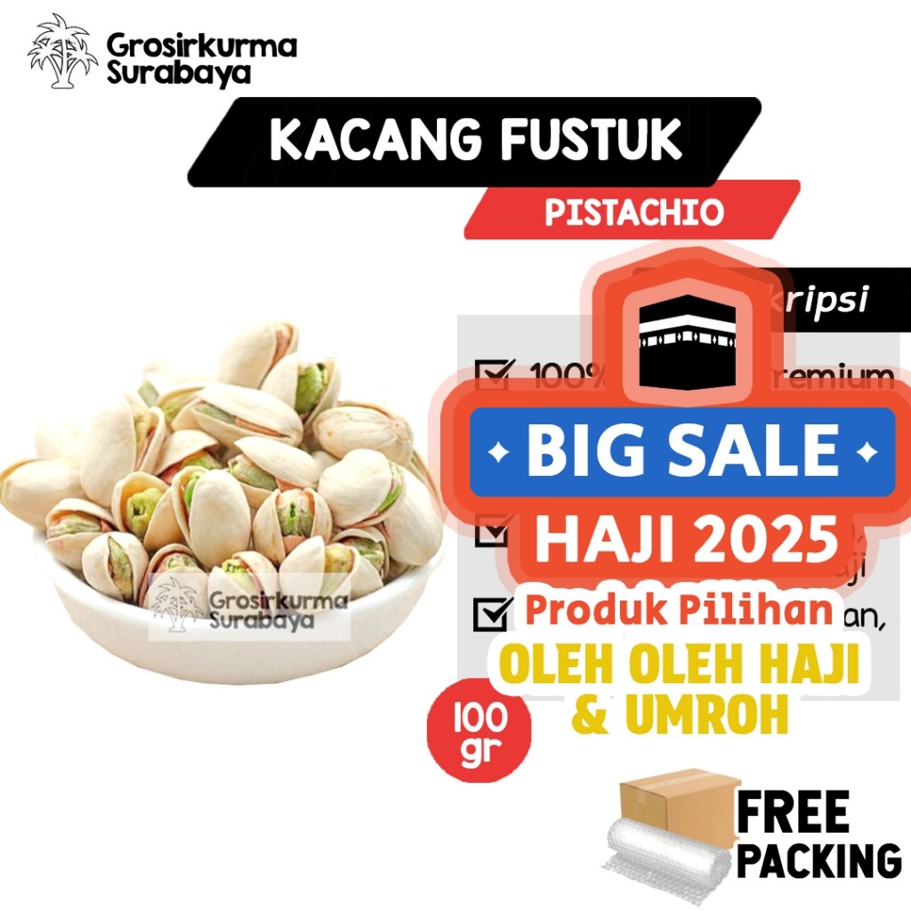 

Kacang PISTACHIO FUSTUK 100 Gr Khas Timur Tengah MPASI Almond Mede Untuk Oleh-oleh Haji & Umroh