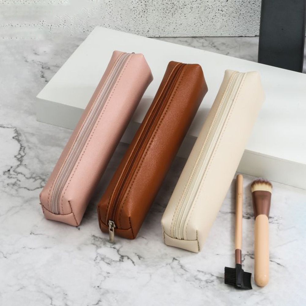 

PU Leather Pen Bag Water Dirt-Proof Small Accessories Storage Bag Zipper Pencil Pouch Stationery Box