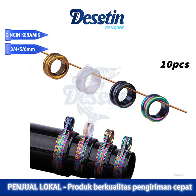 3mm/4mm/5mm/6mm Cincin keramik 10PCS Ring Keramik 3 warna untuk Tegek Kolong Ring Guide Tegek-DE897