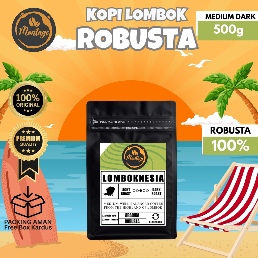 

Montage Coffee Robusta Lombok Gunung Rinjani 500g No.1 Grade Kopi Bubuk Murni 100% Robusta Original