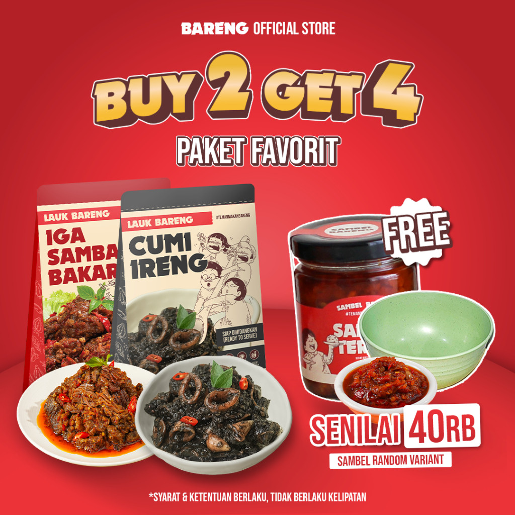 

[BUY 2 GET 4] Lahap Bareng - Paket Lauk Favorit 2 Lauk | Makanan Instant Ready to Eat, Real Food, Praktis & Tanpa Pengawet | Cumi Pedas Iga Sambal Bakar
