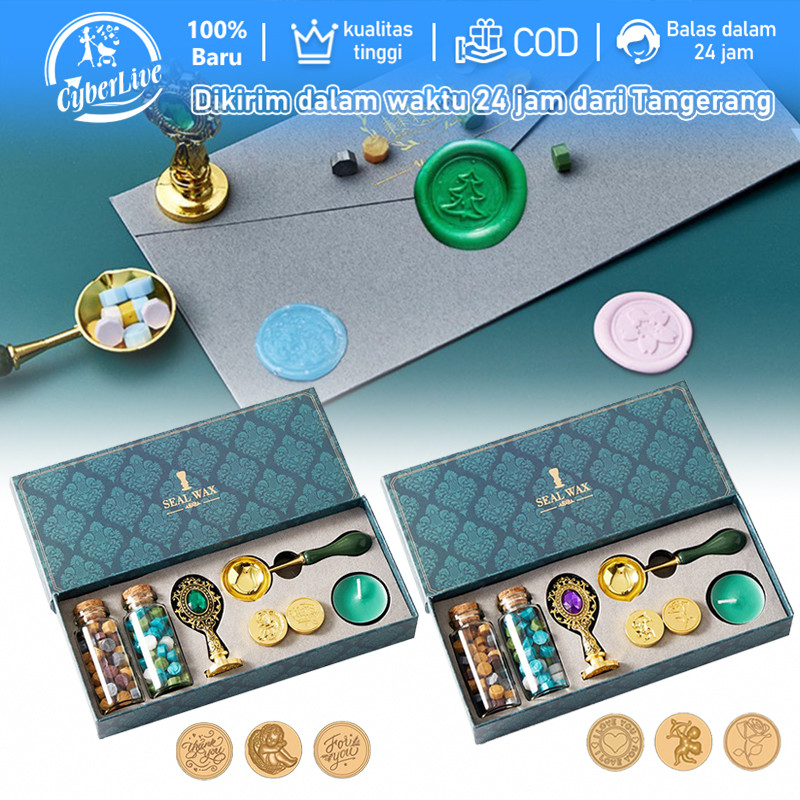 

Retro Seal Wax Set Wax Seal Stamp Stempel Sealing Lilin Stempel Undangan Pernikahan