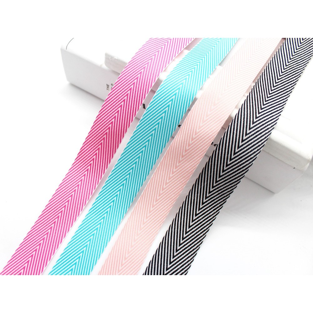 

1 inch 25mm Colorful Geometric Stripe Herringbone Woven pattern Ribbon Wrapped Gift Packages Folk-Custom Tape