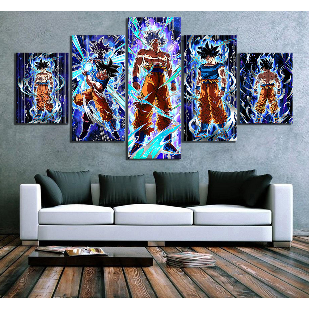 

Japanese Anime Unform 5 Piece Panels Goku Son Ultra Instinct Dragon Ball Z Decorative Painting Kids Room Wall Art Decor Pictures