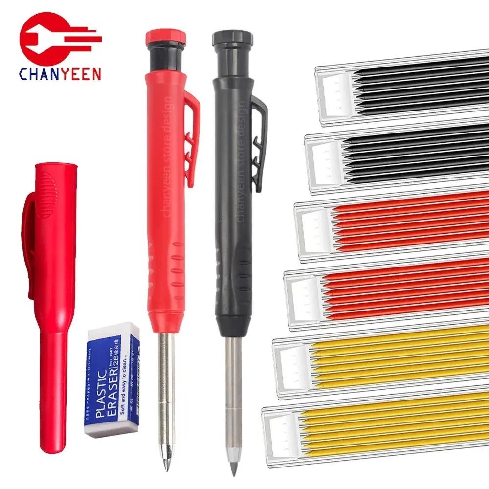 

Solid Carpenter Pencil Set Mechanical Pencil 3 Colors Refill Carpentry Marking Scriber Construction Tools Woodworking Tools