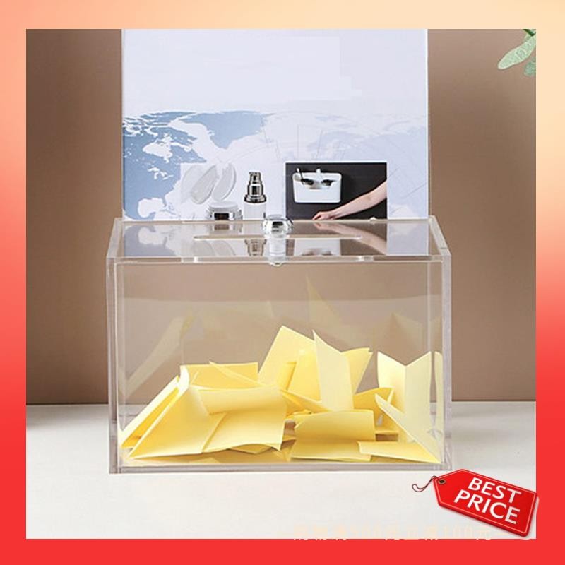 

ABNR Transparent Donation Box With Lock Money Collection Box Ballot Box Suggestion Box