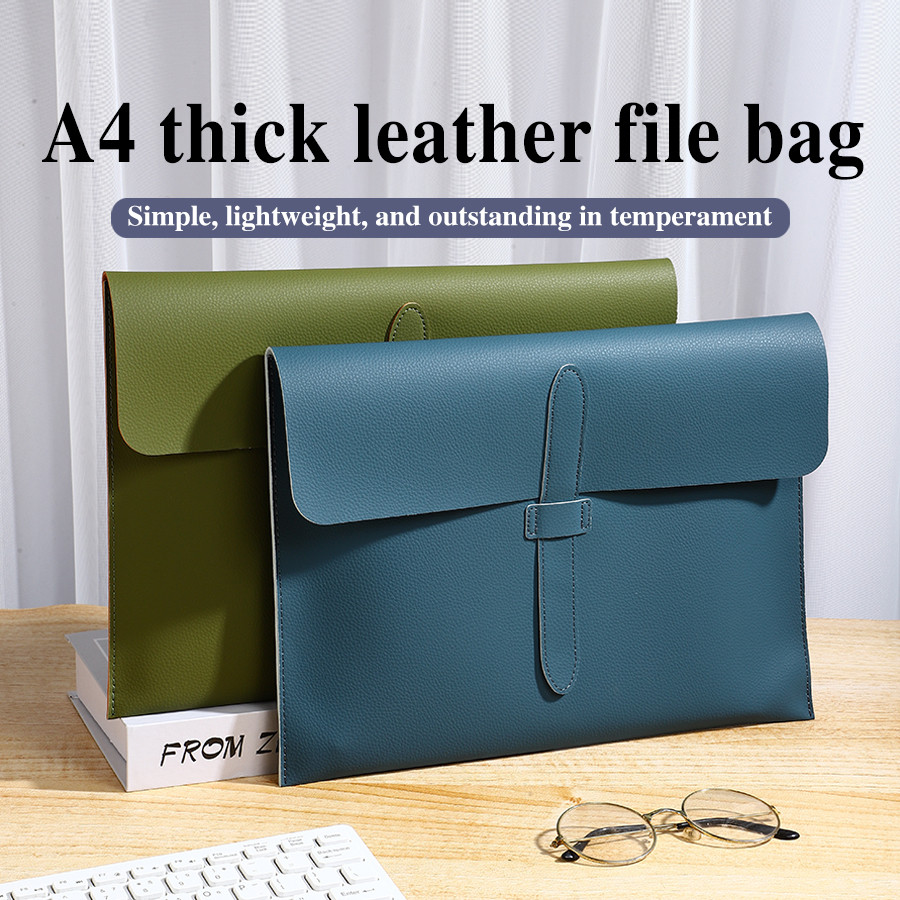 

A4 Thick Leather Document Bag, A4 Folder,Business Information Bag, School And Office Supplies, Storage Bag Back To School