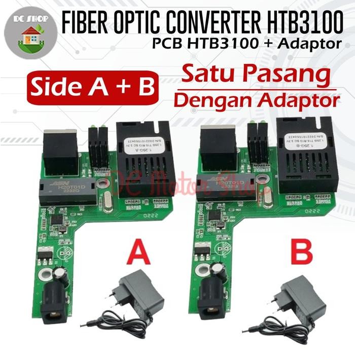 Media Converter FO - FO Converter Single-Mode 10/100Mbps - PCB + Adaptor