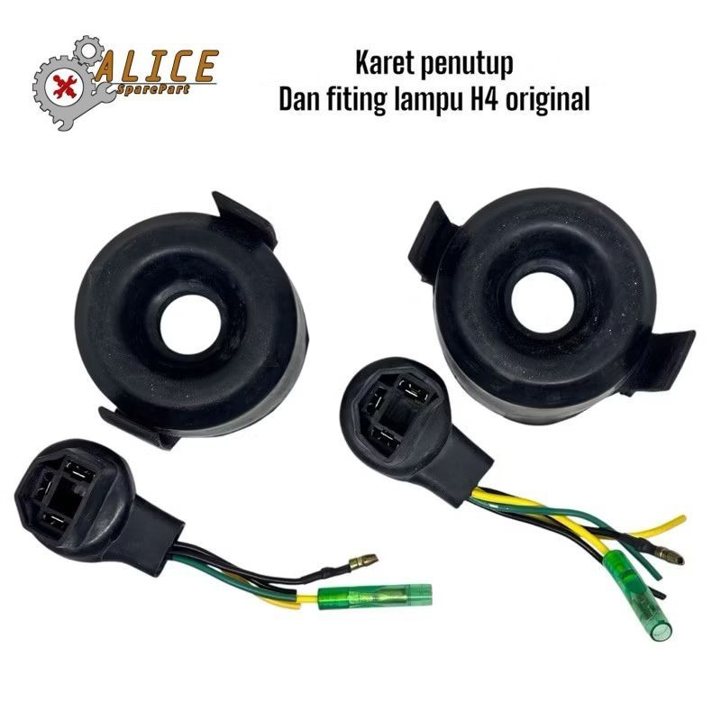 Soket H4 + karet tutup soket h4 (1set ) motor mobil universal ori