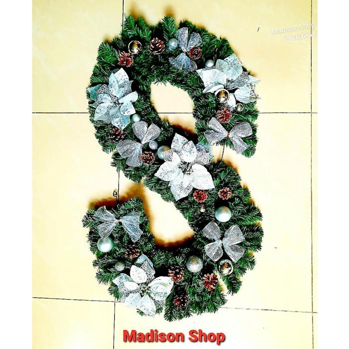 Paket Lengkap Garland Natal Bunga Bola Natal Dekorasi Natal Murah - Silver