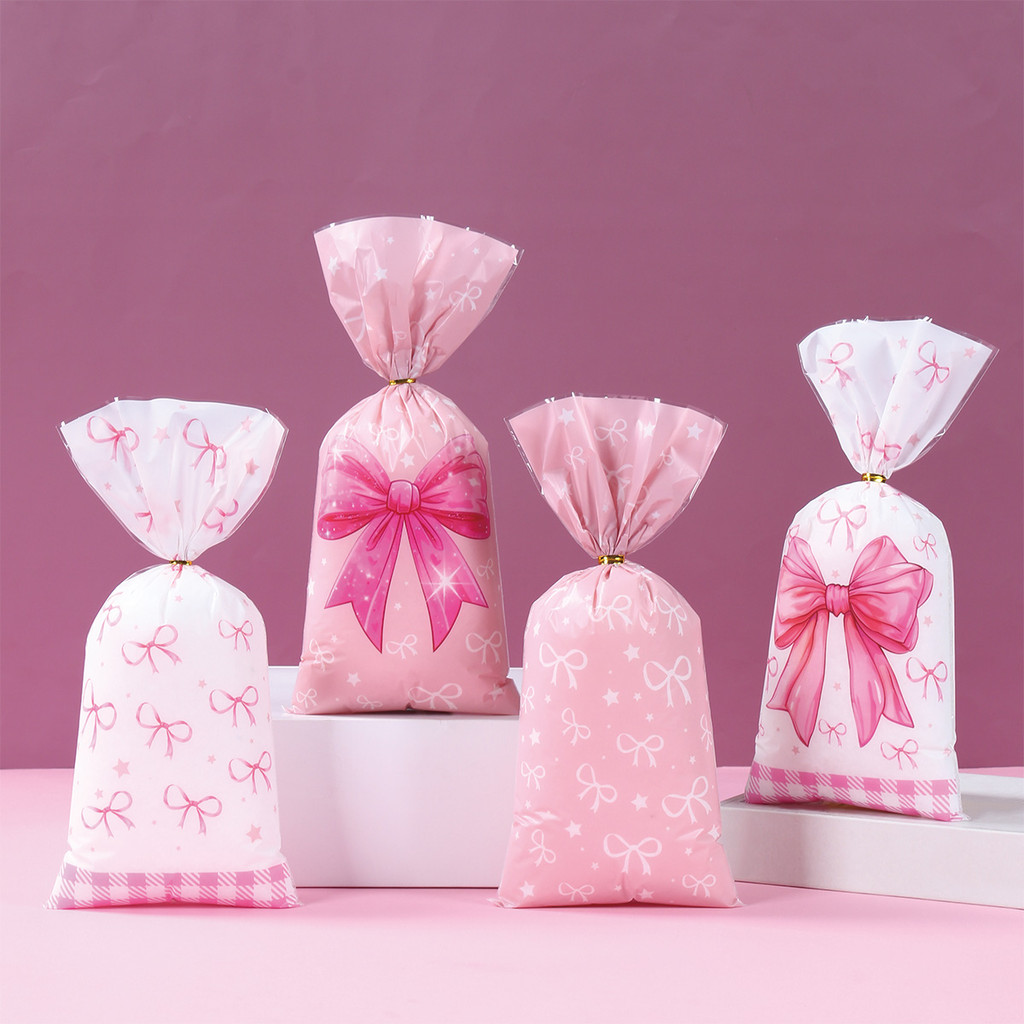 

Pink Bow Party Gift Cookies Desserts Candy Bags Birthday Party Decor Kids Wedding Birthday Party Supplies Favors Baby Shower