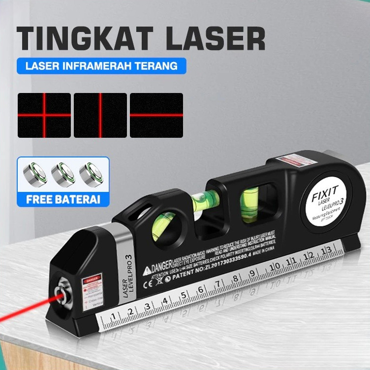 Waterpass Laser Level Pro 3 Penggaris Laser Waterpass Meteran Laser 250 Cm Laser Level pro 3