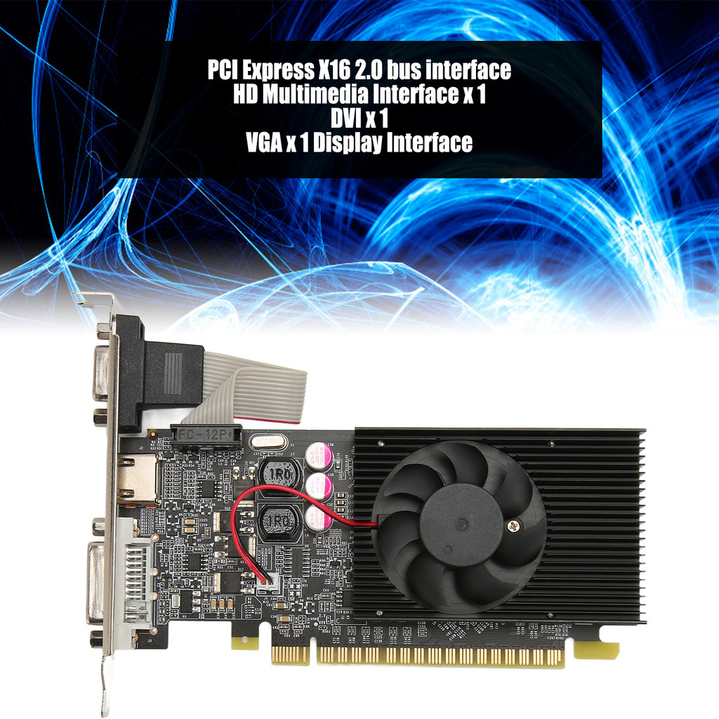 Graphics Card DVI VGA Output PCI Express X16 2.0 Discrete Graphics Card 64bit Stable Performance Smo