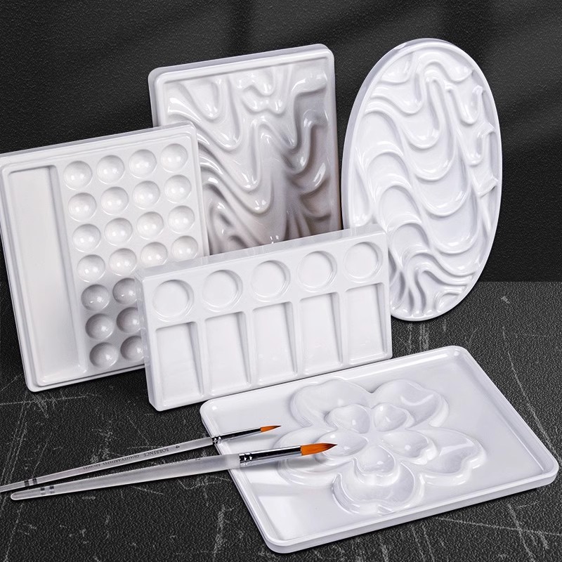 

Imitation Ceramic Square Palette Multi-Grid for Watercolor Acrylic Gouache Oil Paint Tray Adult Beginner Portable Art Supplies