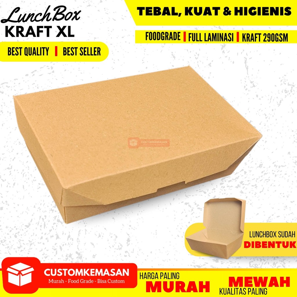 Paper Lunch Box XL / Lunch Box Paper / Paper lunch Box Ivory / Kemasan Lunch Box  / Kemasan Ayam Gep