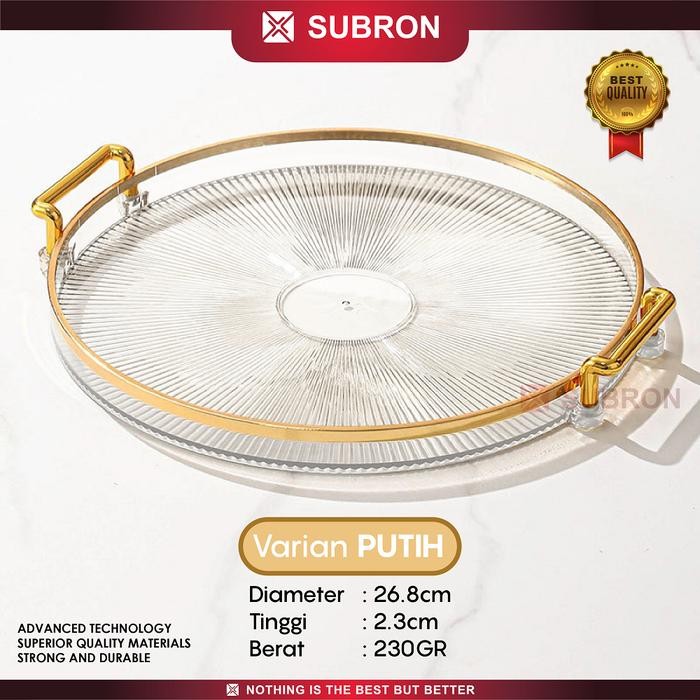 SUBRON Nampan Plastik Bulat Kotak Persegi Aesthetic Transparan Tray - PUTIH Subron Nampan