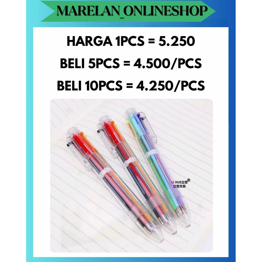 

MOS PULPEN 6 WARNA ISI TINTA 6IN1 PENA 0.5MM / BALLPOINT PERLENGKAPAN MENULIS MULTICOLOR PEN