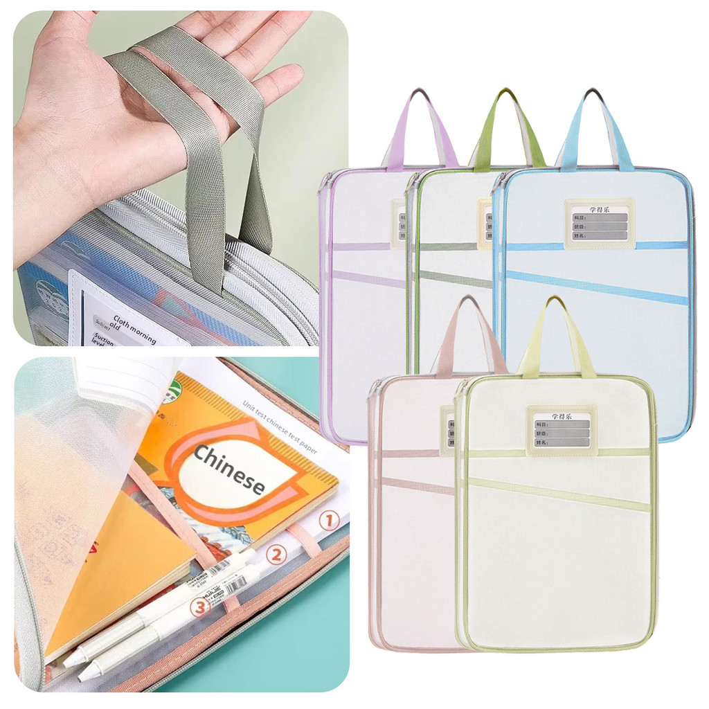 

3Lapis Tas map transparan penyimpanan dokumen bimbingan jaring yang menebal Tas klasifikasi buku teks